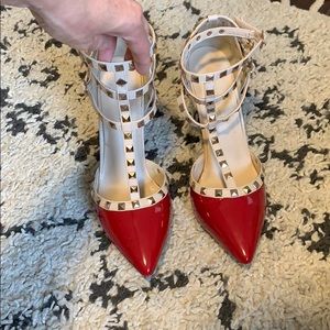 Red High Heel Studded Pump!